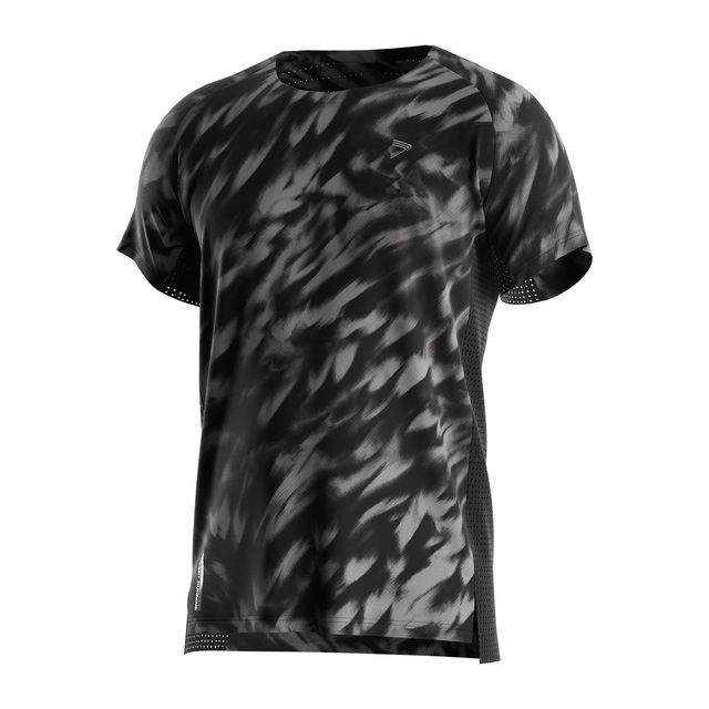 Performance Running Tee Lightweight Breathable Fabric Sweat Wicking Ventilation Holes Reflective Strip for Night Running