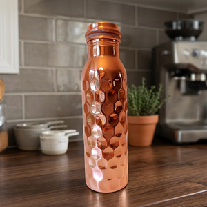 Diamond Hammered Eco-Friendly Copper Water Bottle Anti-corrosion Coating Dishwasher Safe Boiling Water Safe Hand Grip Tea - Product Image 1