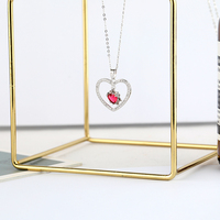 Collier en argent sterling 925 avec cœur rouge en CZ, serti de plusieurs pierres, élégant, cadeau, bijoux personnalisables