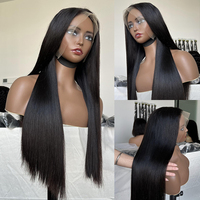 Wig Rambut Asli Brasil 100% Tanpa Lem, Sudah Di-prepluck, Lurus, Lace Frontal HD 13x4 13x6