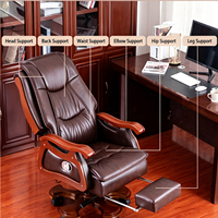 Fauteuil de massage pour PDG en cuir PU haut de gamme avec 7 têtes de massage, fauteuil de massage de luxe pour bureau de direction