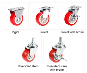 Nhựa Caster bánh xe 25/32/38/50/63/75 mét PVC Caster bánh xe nhà sản xuất Threaded STEM với phanh phong cách cho đồ nội thất và kệ