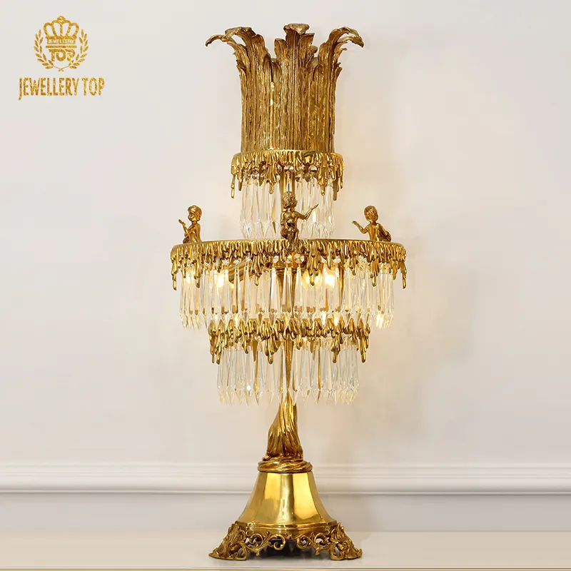 Jewellerytop Thanh Lịch Hoàng Gia vương miện chiếu sáng nhà hàng Antique Brass pha lê bảng giống như khách sạn cạnh giường ngủ vàng bảng đèn