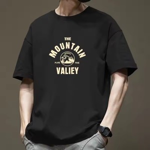 เสื้อยืดผ้าทอทรงลำลองสำหรับผู้ชาย Mountain Valley - เสื้อยืดแขนสั้นสไตล์วินเทจสำหรับกิจกรรมกลางแจ้งรักษ์โลก - Product Image 2