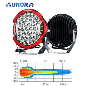 AURORA – Spot lumineux Led pour voiture, rond de 9 pouces, pour camion tout-terrain, lumière de conduite