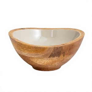 Tazón de Madera Ecológico Hecho a Mano con Revestimiento Cerámico, Diseño Clásico Wabi Sabi, Apto para Lavavajillas y Duradero, para Servir Comida en Fiestas - Product Image 1