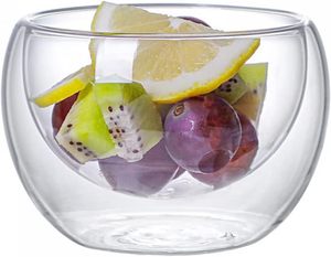 Bol en verre à double paroi personnalisé avec logo, 300 ml (10 oz), vaisselle pour salade, fruits, riz, flocons d'avoine - Product Image 1