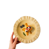 Hoogwaardig keramisch bord, diep spaghettivormig, crèmekleurig, geschikt voor magnetron, modern minimalistisch huishoudelijk servies, geschikt voor fruit, desserts en hotels.