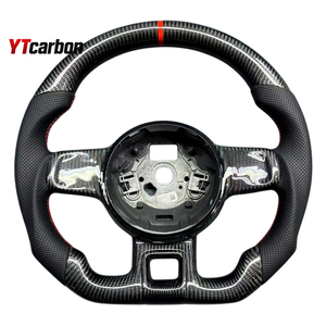 YTcarbon para <span class=keywords><strong>Beetle</strong></span> <span class=keywords><strong>Cabrio</strong></span>, piezas de automóvil, accesorios de Interior de coche, estilo de carreras, volante de fondo plano de fibra de carbono Real personalizado - Product Image 2