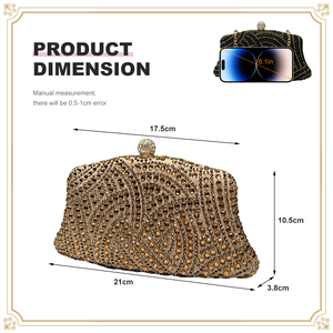 HC1229 Borsa da sera elegante con diamanti scintillanti per matrimoni, <span class=keywords><strong>pochette</strong></span> da donna con catena argentata staccabile - Product Image 2