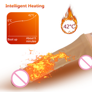 Boîte personnalisée gratuite-Chauffage réaliste gode vibrateur télescopique 10 vitesses doux énorme pénis G Spot vagin <span class=keywords><strong>Anus</strong></span> masturbateur - Product Image 2