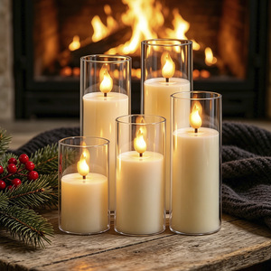 Décorations et fournitures de mariage, bougies LED sans flamme, scintillantes, à piles, en plastique, pour fêtes, Noël, maison - Product Image 3
