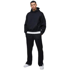 ชุดวอร์มผ้าฟลีซคอตตอน 100% คุณภาพสูงสั่งทำพิเศษ กางเกงทรงบานเรียบๆ พร้อมเสื้อฮู้ดพิมพ์โลโก้ตามสั่งสำหรับผู้ชาย - Product Image 1