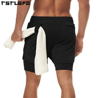 Shorts de sport cargo pour hommes, personnalisés, en polyester, 2-en-1, imprimés, pour fitness, gym, entraînement et course à pied, vente en gros