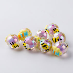 Cuentas luminosas acrílicas de dibujos animados de 18mm que brillan en la oscuridad pintadas a mano DIY para pulsera, fabricación de collares para niños, accesorios de joyería - Product Image 2