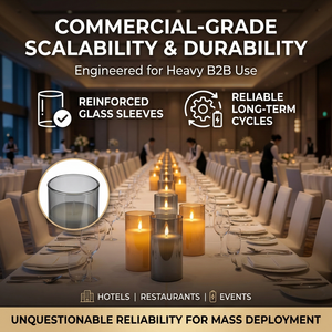 Bougies LED à piles en gros avec flamme mobile, bougies pilier en cire LED dans un verre avec télécommande - Product Image 5