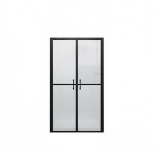 Frosted Shower Door 30.7-31.9x74.8 In <b>Black</b> <b>Frame</b> Hinge Minimalist Design Tempered Glass 8mm Rectangular - Product Image 1