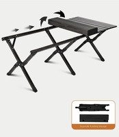 Table de camping pliante moderne en métal carbone avec structure en X, durable, facile à transporter, pour barbecue, repas en plein air, plage et parc