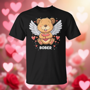 Linda camiseta de Bober Beaver con diseño del día de San Valentín con alas y corazones - Product Image 3