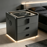 Table de chevet intelligente à 3 tiroirs avec charge sans fil, verrouillage par mot de passe, haut-parleur Bluetooth et lumière LED pour la maison, l'hôtel, vente en gros de meubles