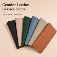 HASSION Vente en gros de sacs à lunettes en cuir véritable, étui portable pour lunettes de soleil, étui personnalisé pour lunettes