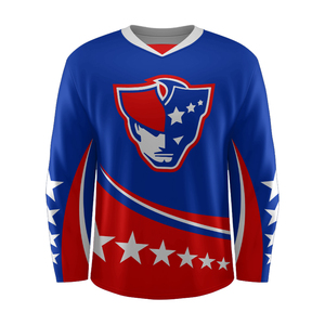 Maillot de hockey sur glace personnalisé à manches longues unisexe Vêtements de sport surdimensionnés pour adultes Service OEM d'entraînement pour sublimation du nom de l'équipe - Product Image 1