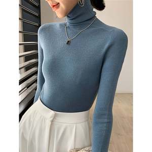 Suéter de Cuello Alto Ajustado Color Verde Oliva, Top de Punto para Mujer - Product Image 6
