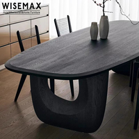 WISEMAX MÖBEL Nordic Design Küchentisch Stabil Massiv Eichenholz Modern Schwarz Oval Home Esstisch Set 8 Sitzer für Villa