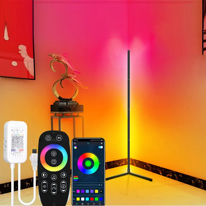 Kanlong – lampe d'angle de chambre décorative moderne, 140cm, télécommande contrôlée par application, symphonie, tout-en-un, LED RGB, lampadaire intelligent