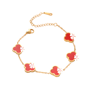 <span class=keywords><strong>Bracciale</strong></span> a Catena Quadrifoglio Portafortuna in Acciaio Inossidabile Placcato <span class=keywords><strong>Oro</strong></span> 18k con <span class=keywords><strong>Madreperla</strong></span>, Antiossidante, Ipoallergenico, da Donna - Product Image 6