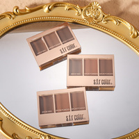 Palette de sourcils 3 couleurs, 1 cire à sourcils, 2 poudres à sourcils avec pinceau, multi-usages, longue tenue, pour un modelage naturel des sourcils, cosmétique de remplissage