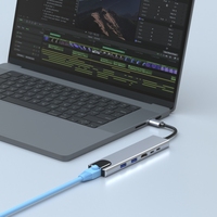 Hub Multi-Puerto Metálico 6 en 1 USB3.0 Tipo-C 4K 60Hz PD 60W con Puertos de Carga RJ45 y Garantía de 12 Meses (En Stock)