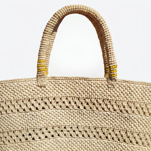 Bolso Bohemio Geométrico de Rafia Hecho a Mano con Cierre Abierto, Bolso de Viaje Ecológico de Madagascar - Product Image 2