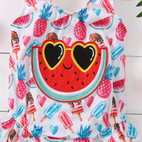 Maillot de bain une pièce imprimé pastèque sans manches pour filles et enfants – Nouvelle collection tendance