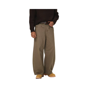 Hot Bán Cổ Điển Phong Cách Của Phụ Nữ Baggy Quần Đinh Tán Chân Rộng Quần Với Rửa Sạch Quá Trình Lão Hóa Của Nam Giới Quần Jean Bán Buôn - Product Image 1