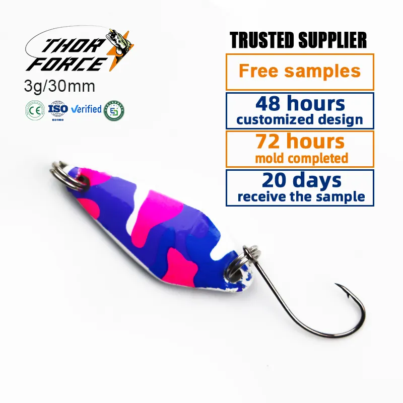 THORFORCE Colheres de pesca de cores mistas 3g30mm, isca de pesca de água doce afundando, colheres de truta e baixo