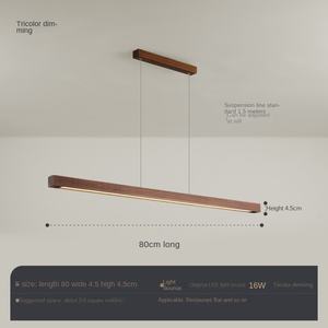 Lustre LED en bois massif de noyer nordique lampe longue moderne pour bureau d'étude de Table à thé de Restaurant hauteur réglable pour Rectangle - Product Image 5