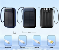 Chargeur solaire Power Bank 10000mah Batterie externe Power Bank solaire avec écran LED Câbles intégrés