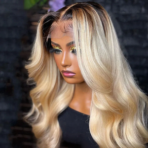 1B Roots 613 Ombre Blond Couleur Brésilienne Vierge Cheveux Humains <span class=keywords><strong>Suisse</strong></span> HD Dentelle Frontale Perruques Vague de Corps pour les Femmes - Product Image 4