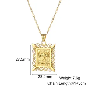 18K Gold Plated Stainless Steel Dainty Jewelry Necklaces Zodiac Waterproof Vintage Zodiac Necklace Card Necklace