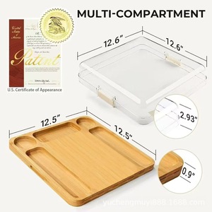 Tabla de Cortar de Madera Yu Cheng con 5 Compartimentos, Bandeja de Madera Sólida para Aperitivos, Tabla Multiusos para Quesos de Cocina - Product Image 4