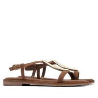 Sandales plates respirantes d'été pour femmes Carmela Marron 41 Talon de 2 cm Faux daim Fermeture à boucle