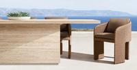 LA PAZ Ensemble de chaises de salle à manger en osier fait à la main, table à manger rectangulaire en marbre de jardin d'extérieur, ensemble de table à manger de 9 pièces, meubles