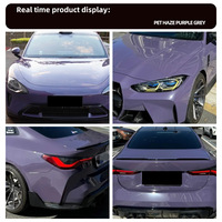 Film de covering automobile Premium PET Liner gris violet brumeux, effet peau d'orange zéro, super brillant, violet poussiéreux, film de style, fournisseur professionnel