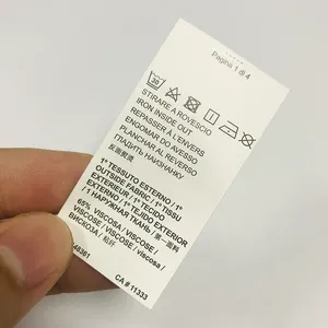 Factory Supply Custom Printed Logo Clothing Care Labels Wash Instruction Label