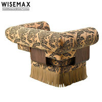 WISEMAX FURNITURE - Canapé-lit simple de style moderne du milieu du siècle, fauteuil d'appoint en chenille à imprimé léopard avec franges pour salon