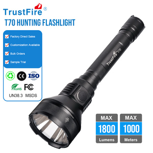 Lampe torche TrustFire T70, portée de 1 km, haute puissance, lampe torche à longue portée, autodéfense, lampe torche tactique <span class=keywords><strong>LED</strong></span> pour les aventures en plein air - Product Image 1
