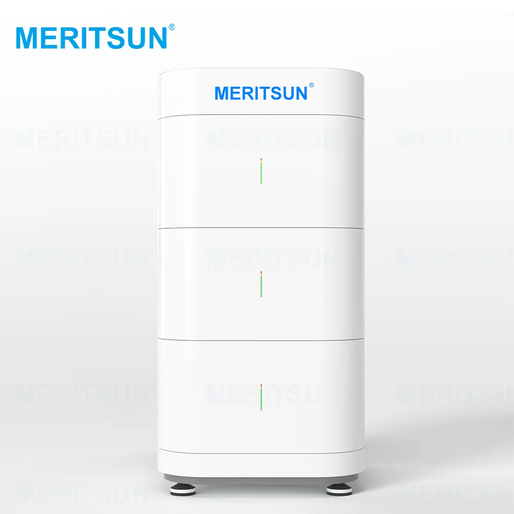 MeritSun paket baterai Lithium sistem penyimpanan energi surya 5kWh 10kWh 15kWh 20kWh 30kWh baterai dapat ditumpuk untuk rumah