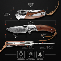 Couteau de poche artisanal en acier Damas, manche en bois de fer du désert, EDC, survie, chasse, camping, couteau pliant tactique personnalisé pour l'extérieur
