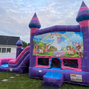 Combo toboggan gonflable commercial de château gonflable de maison de rebond de <span class=keywords><strong>licorne</strong></span> avec le toboggan aquatique pour sauter des châteaux et le divertissement - Product Image 5